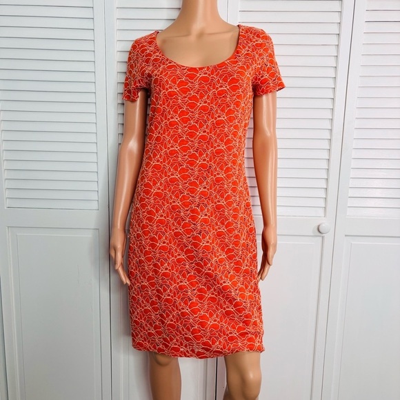 VELVET Graham Spencer Flower Embroidered Print Short Sleeve Dress Size Large - Picture 1 of 8